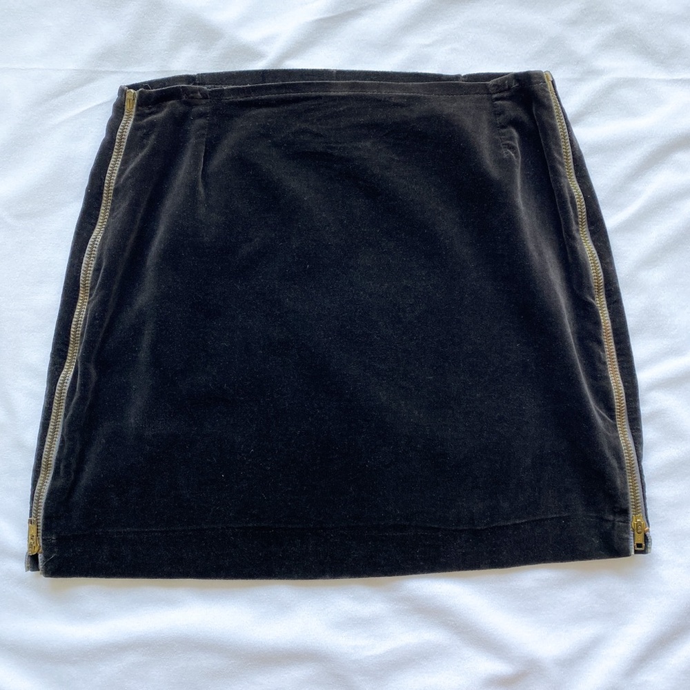 Vintage Velvet Brown Side Zip Mini Skirt